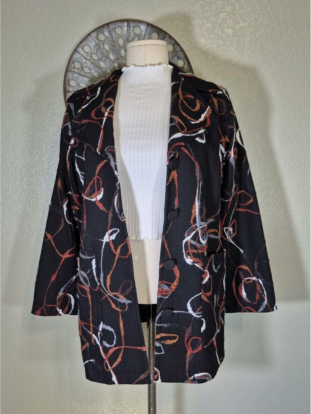 Maralyce Ferree Blazer Jacket Women's Sz M Decorative Embroidery Abstract USA